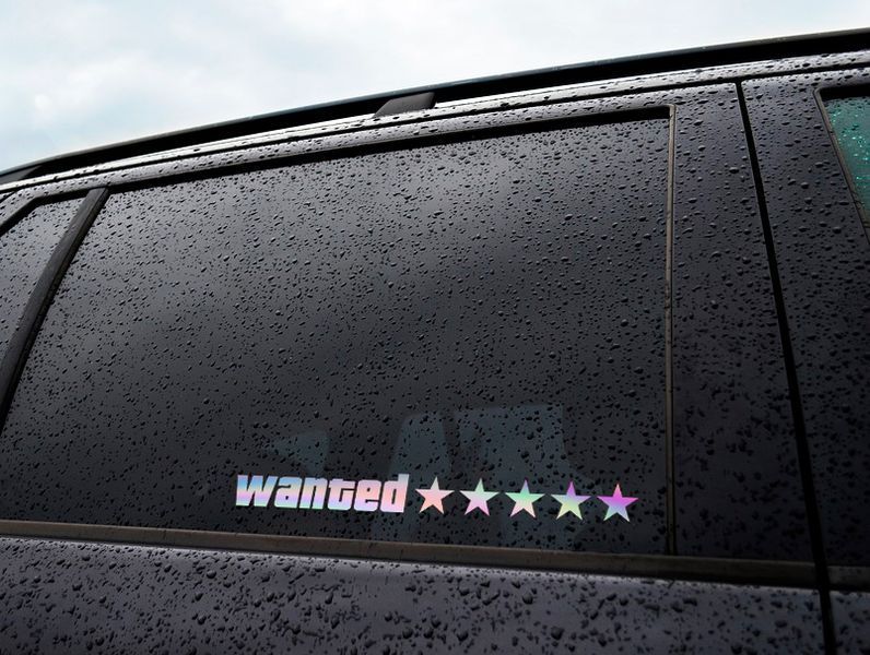 Holographic sticker for car &ldquo;Wanted&rdquo;
